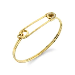 Gold & Diamond Safety Pin Bracelet