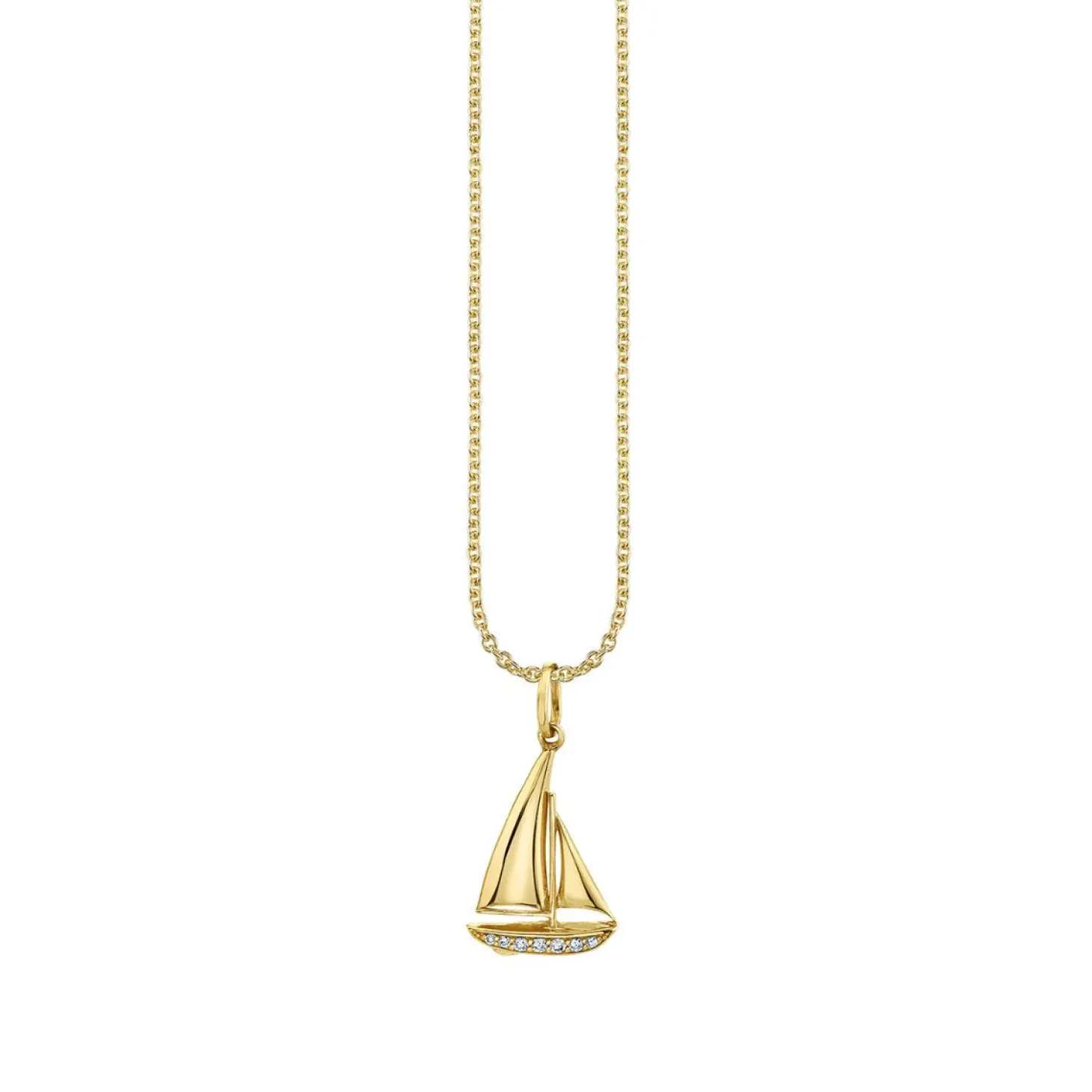 Gold & Diamond Sailboat Charm