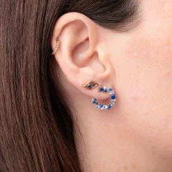 Gold & Diamond Sapphire Wrap Hoop Earrings