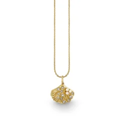 Gold & Diamond Scallop Shell Charm