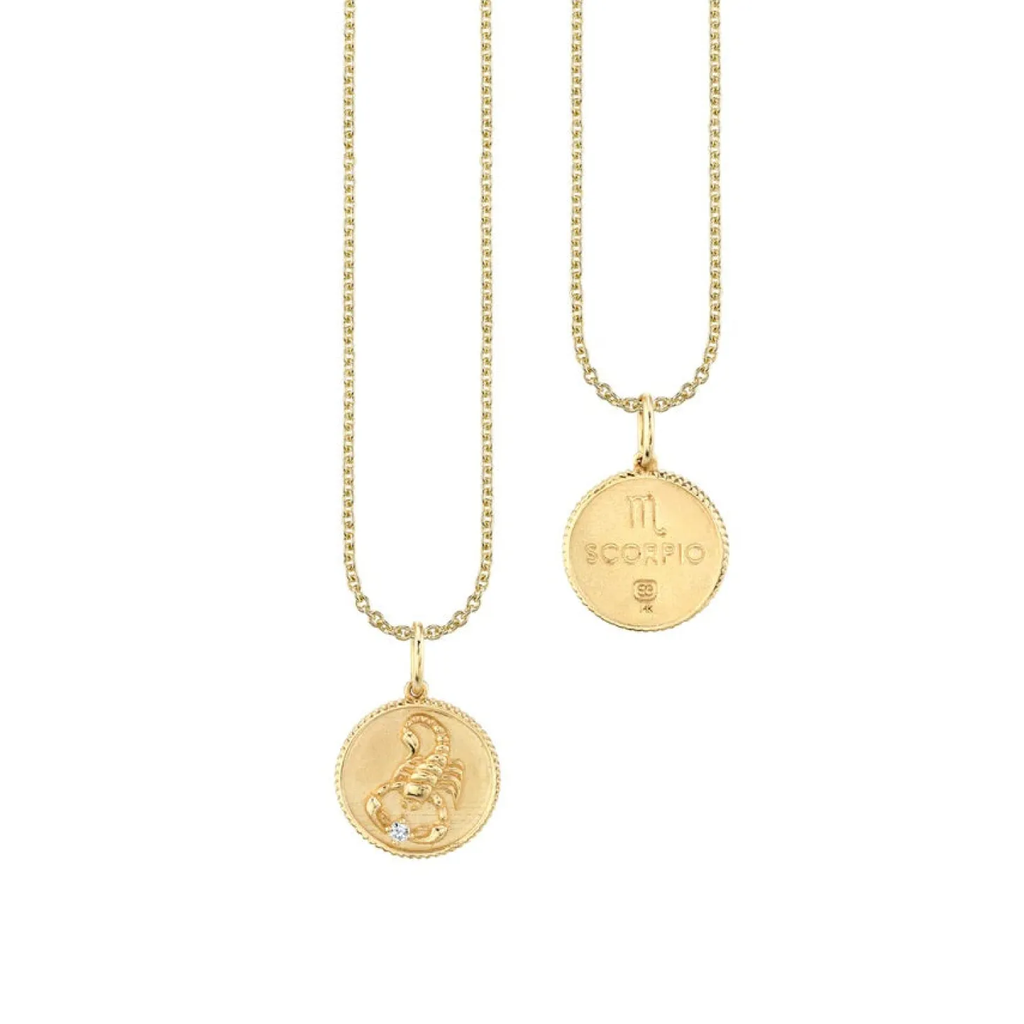 Gold & Diamond Scorpio Zodiac Medallion