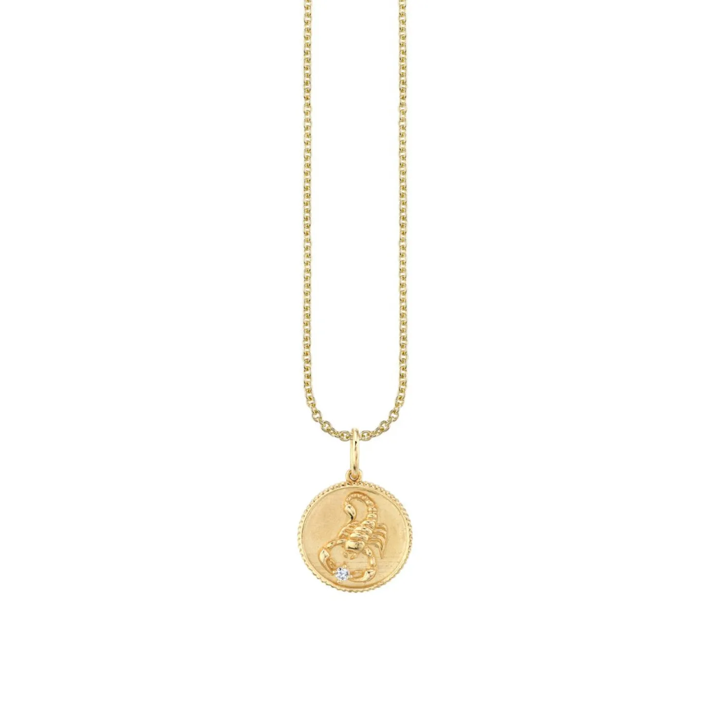 Gold & Diamond Scorpio Zodiac Medallion