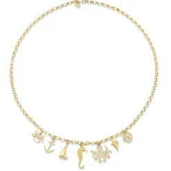 Gold & Diamond Sea Creatures Multi-Charm Necklace