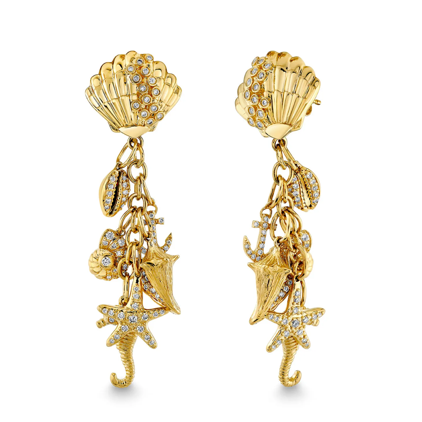 Gold & Diamond Sea Life Earring