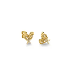 Gold & Diamond Shell Cluster Stud