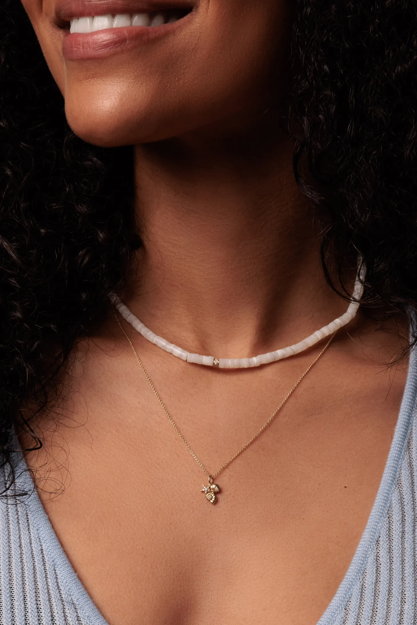 Gold & Diamond Shell Cluster Charm