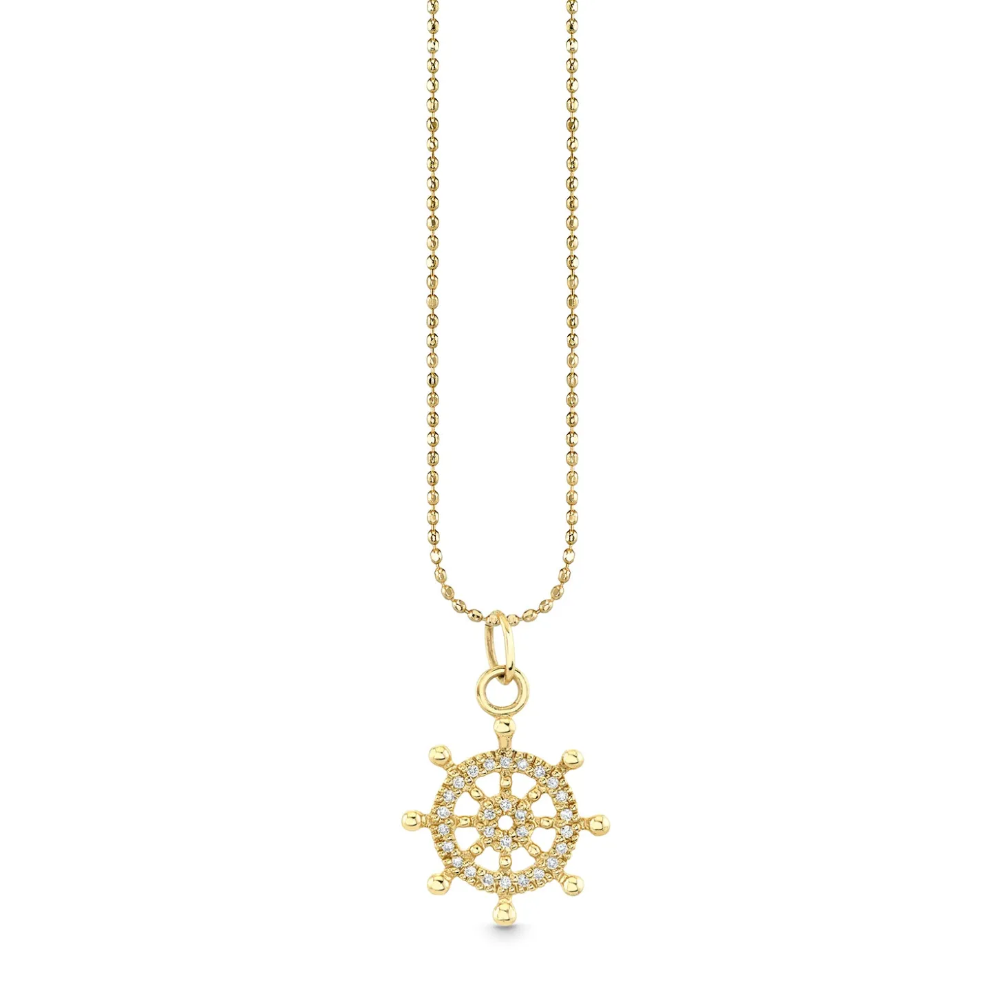 Gold & Diamond Ship's Wheel Charm