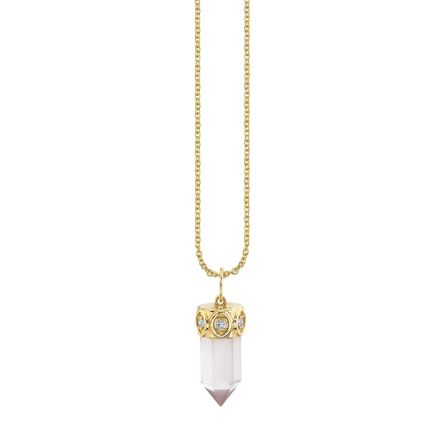 Gold & Diamond Short Carved Stone Charm