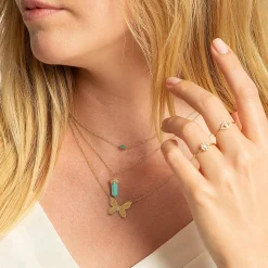 Gold & Diamond Short Carved Stone Charm