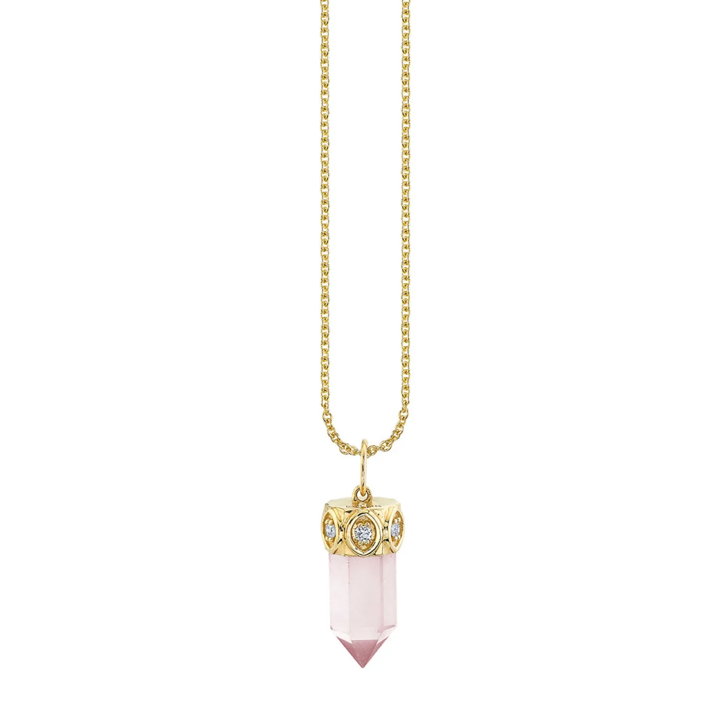 Gold & Diamond Short Carved Stone Charm