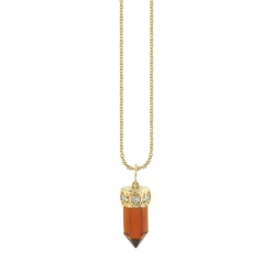 Gold & Diamond Short Carved Stone Charm