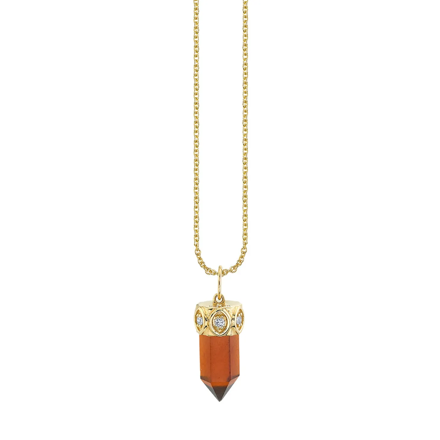 Gold & Diamond Short Carved Stone Charm