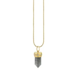 Gold & Diamond Short Carved Stone Charm