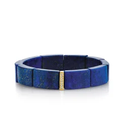 Gold & Diamond Single Row Spacer On Lapis