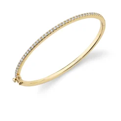 Gold & Diamond Single Row Bangle