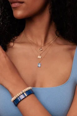 Gold & Diamond Single Row Spacer On Lapis