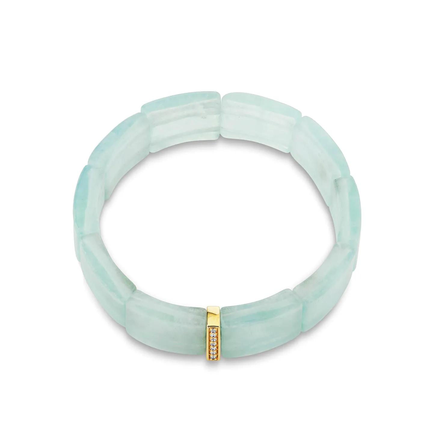 Gold & Diamond Single Row Spacer on Aquamarine