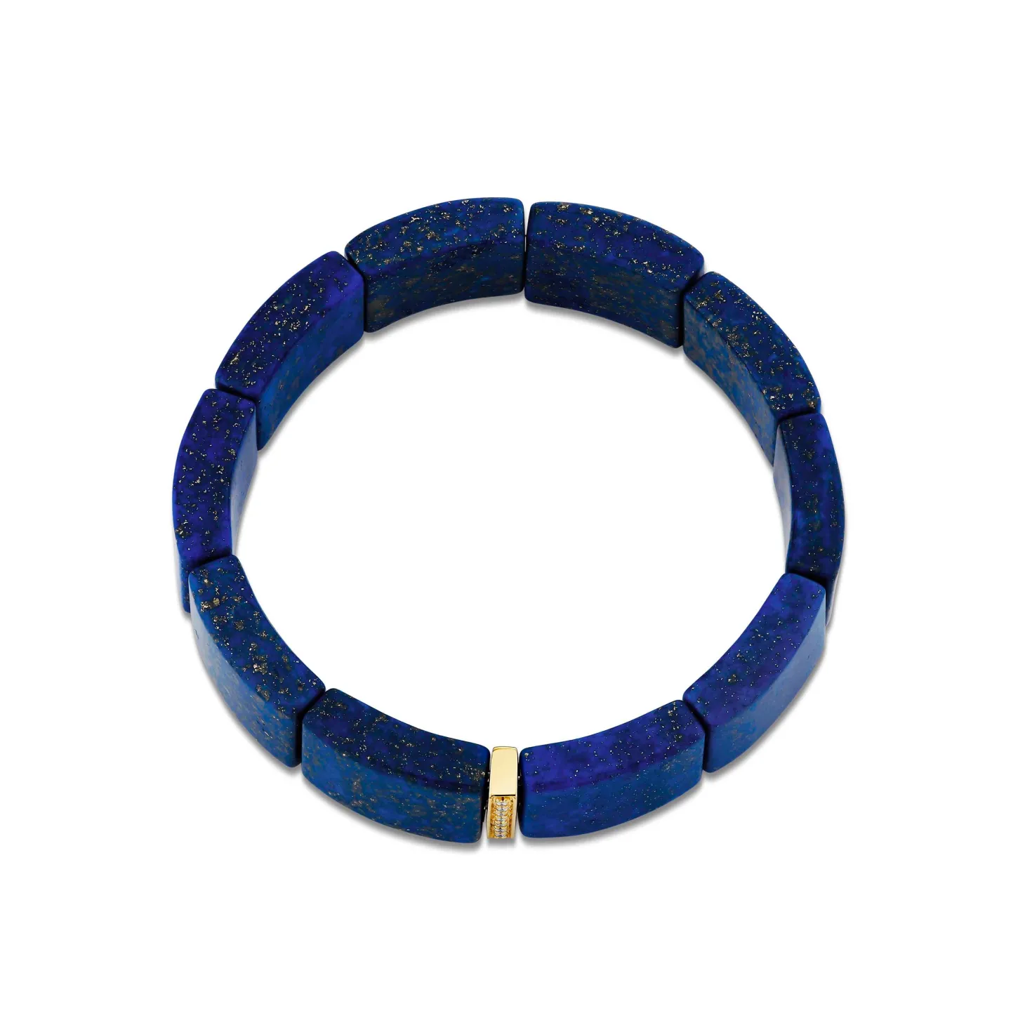 Gold & Diamond Single Row Spacer On Lapis