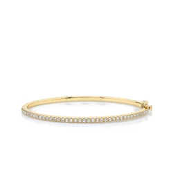 Gold & Diamond Single Row Bangle