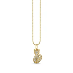 Gold & Diamond Sitting Cat Charm