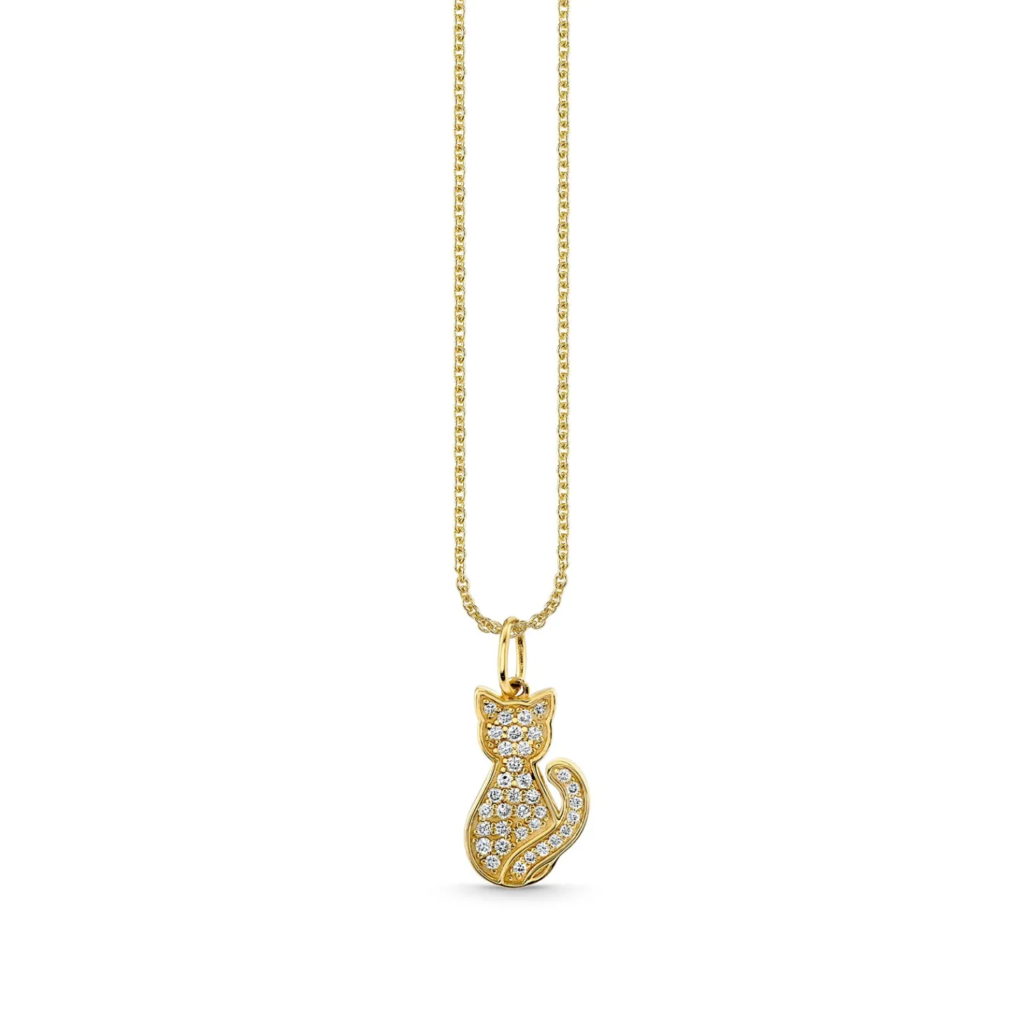 Gold & Diamond Sitting Cat Charm