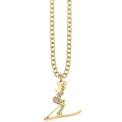 Gold & Diamond Skiing Girl Charm