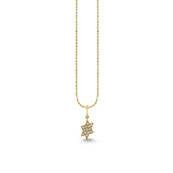 Gold & Diamond Slanted Star of David Charm