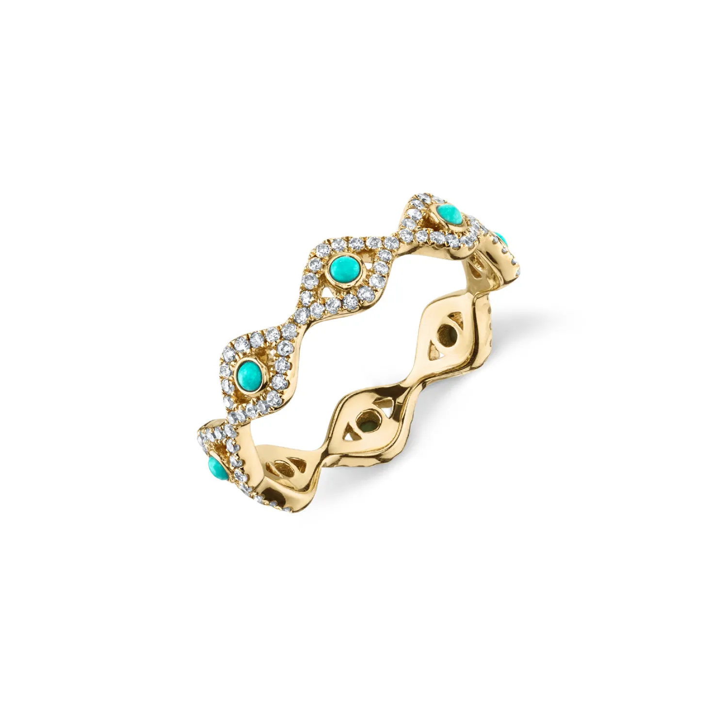Gold & Diamond Small Bezel Eye Eternity Ring
