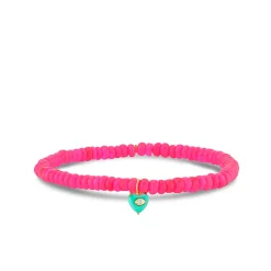 Gold & Diamond Small Carved Stone Heart on Hot Pink Ethiopian Opal