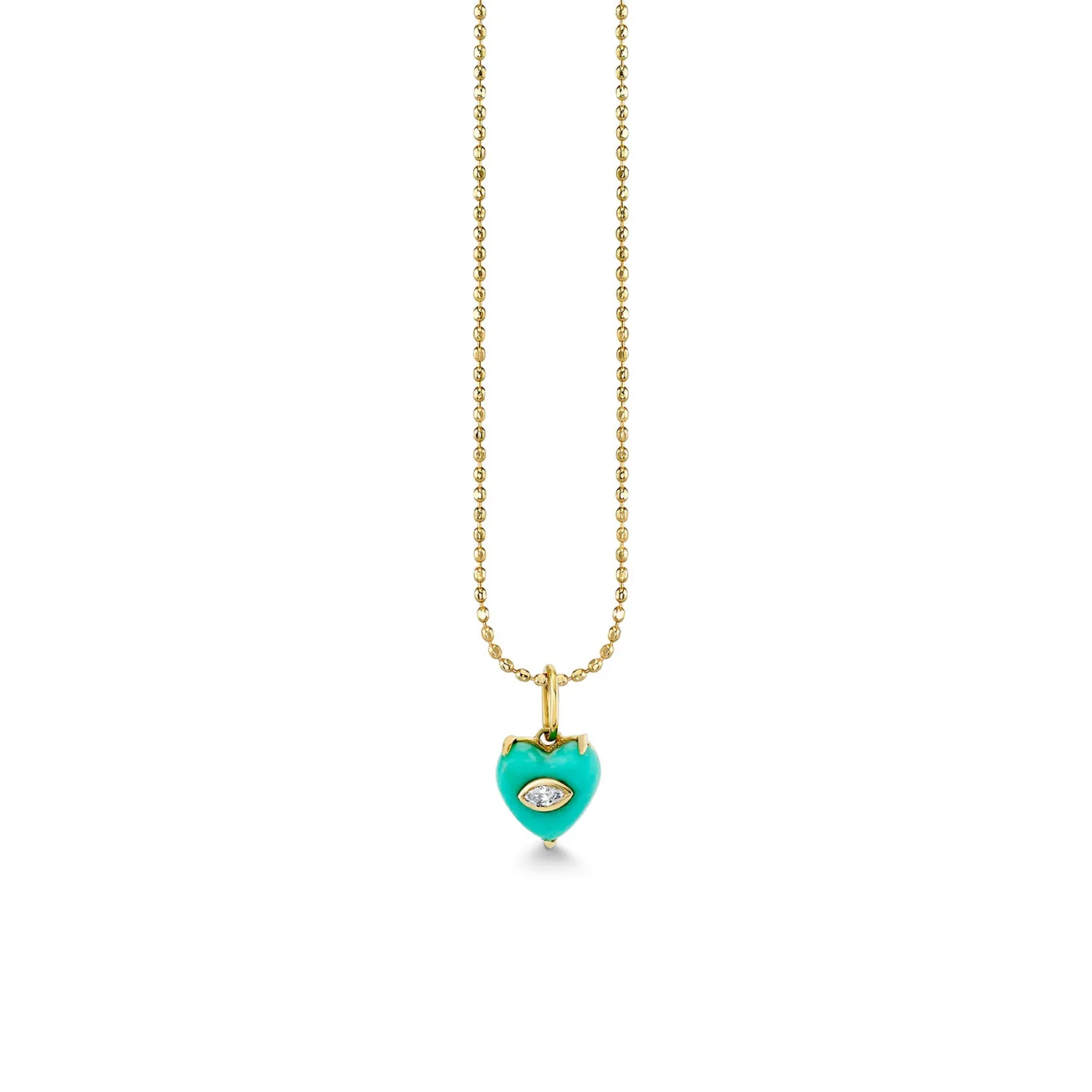 Gold & Diamond Small Carved Stone Heart Charm