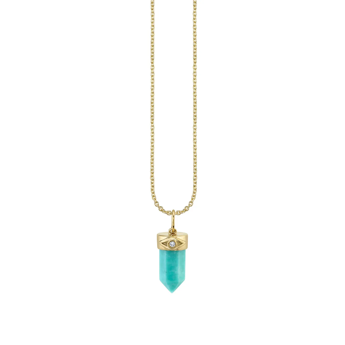 Gold & Diamond Small Carved Stone Charm