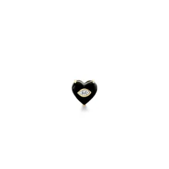 Gold & Diamond Small Carved Stone Heart Stud
