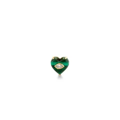 Gold & Diamond Small Carved Stone Heart Stud