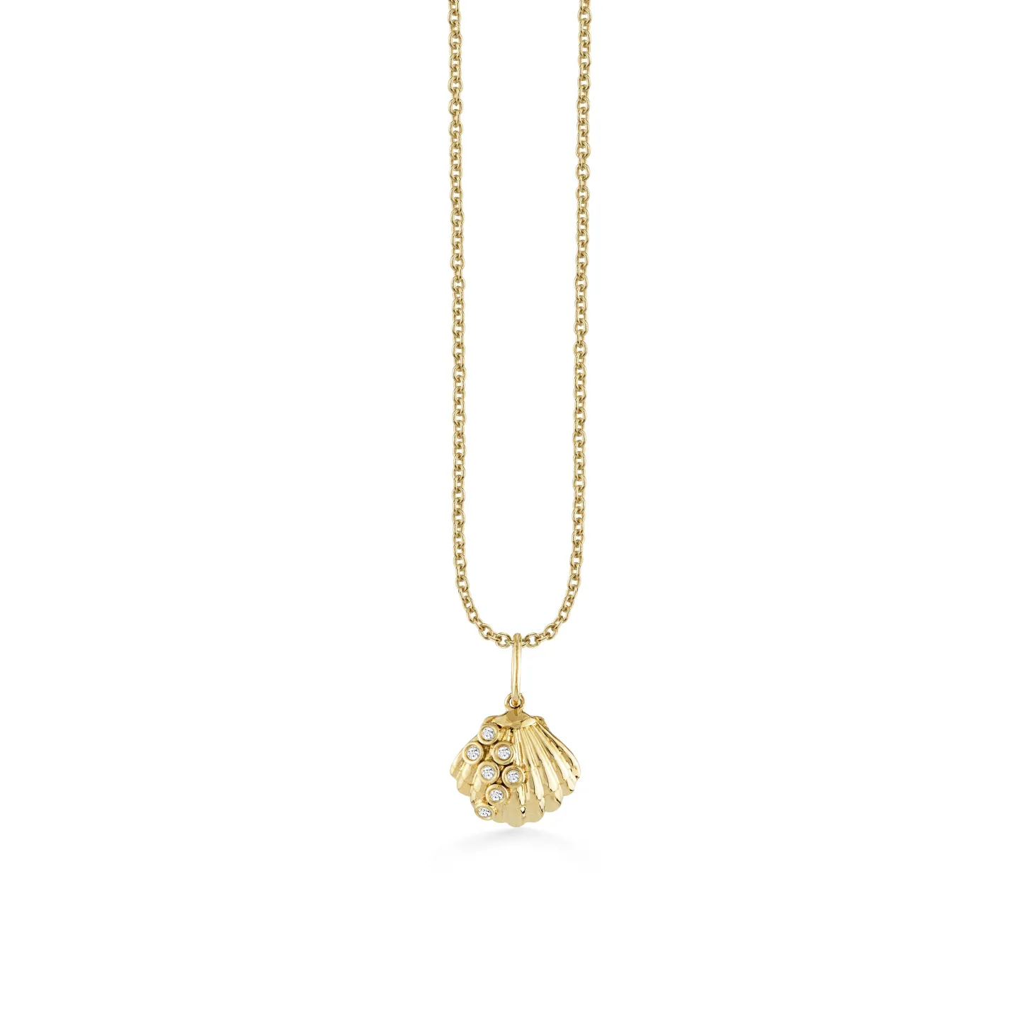 Gold & Diamond Small Clam Shell Charm