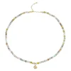 Gold & Diamond Small Clam Shell Charm Morganite Necklace