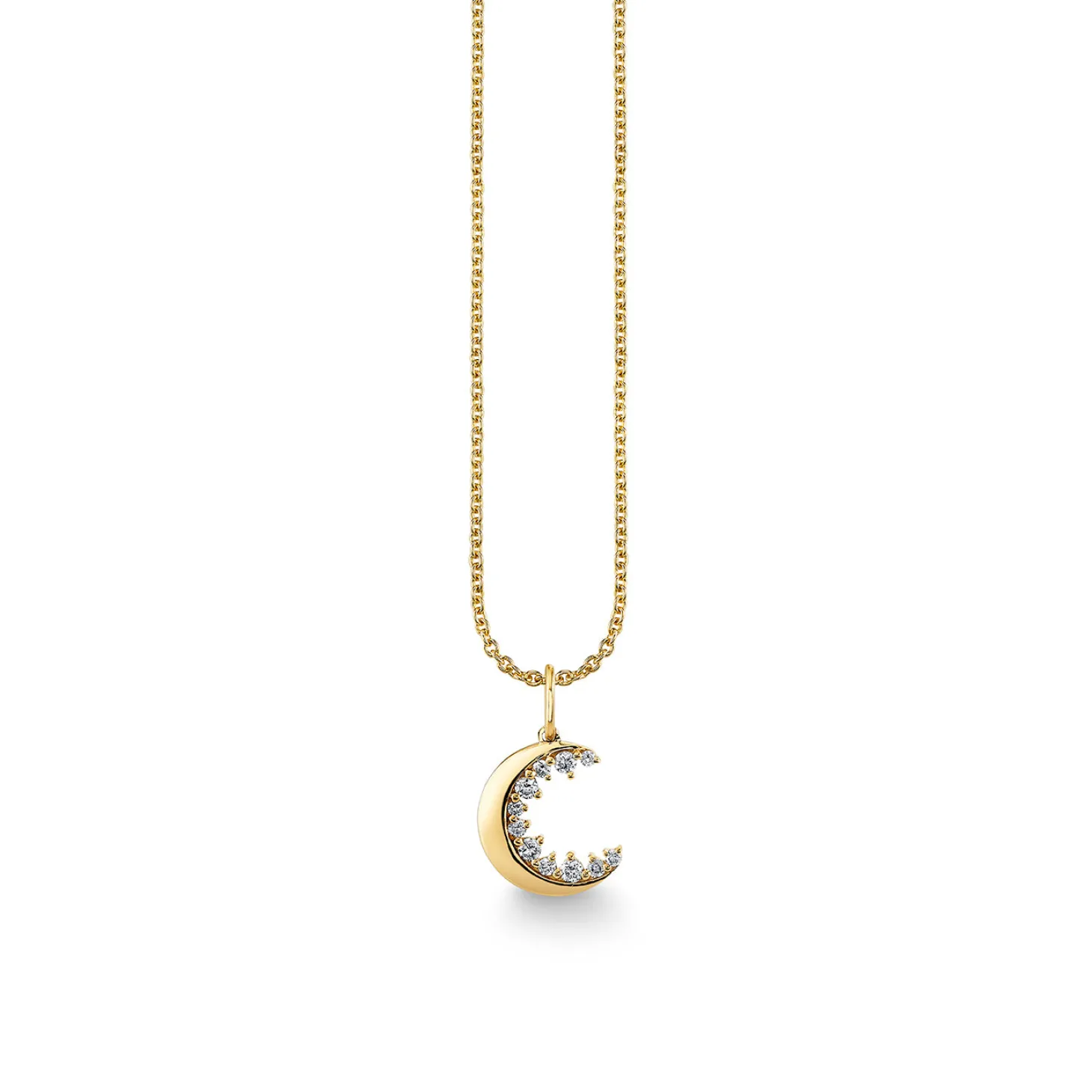 Gold & Diamond Small Cocktail Crescent Moon Charm
