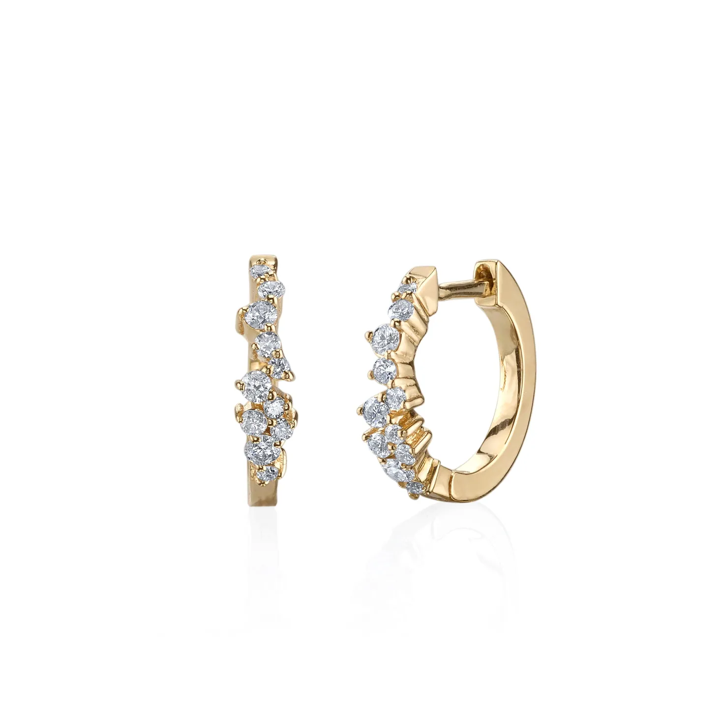 Gold & Diamond Small Cocktail Huggie Hoops