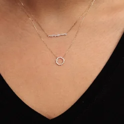 Gold & Diamond Small Cocktail Circle Necklace