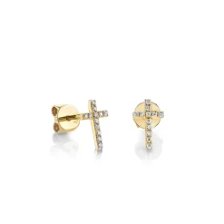 Gold & Diamond Small Cross Stud