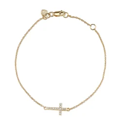Gold & Diamond Small Cross Bracelet
