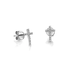 Gold & Diamond Small Cross Stud