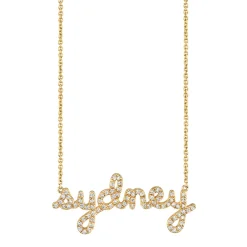 Gold & Diamond Small Custom Script Necklace