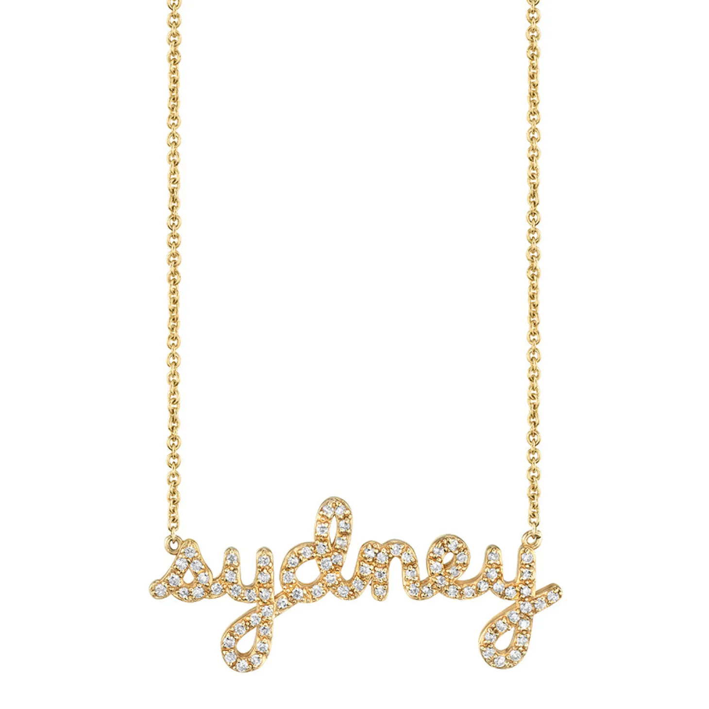 Gold & Diamond Small Custom Script Necklace
