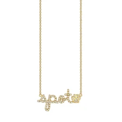 Gold & Diamond Small Custom Script Dog Paw Icon Necklace