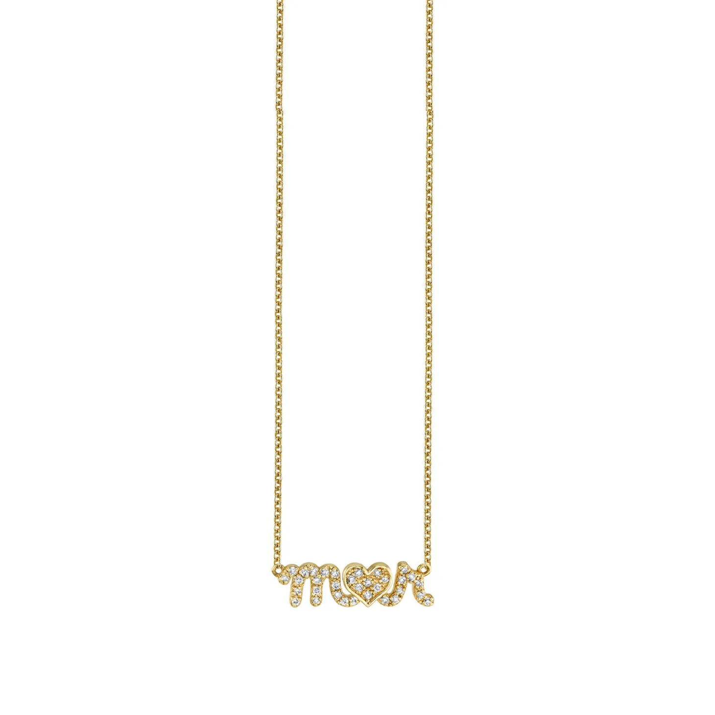Gold & Diamond Small Custom Script Heart Icon Necklace