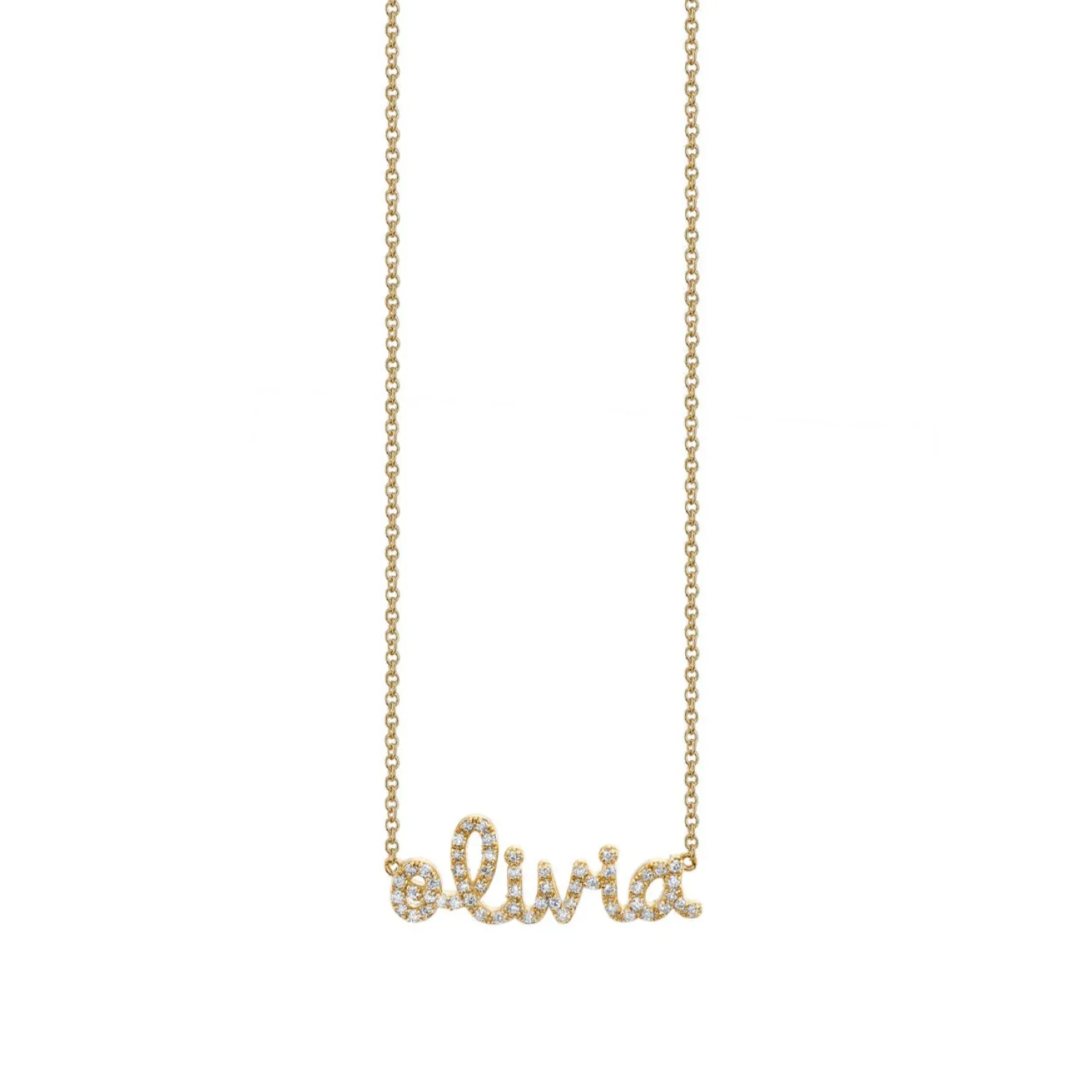 Gold & Diamond Small Custom Script Necklace