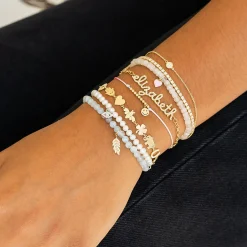 Gold & Diamond Small Custom Script Bracelet
