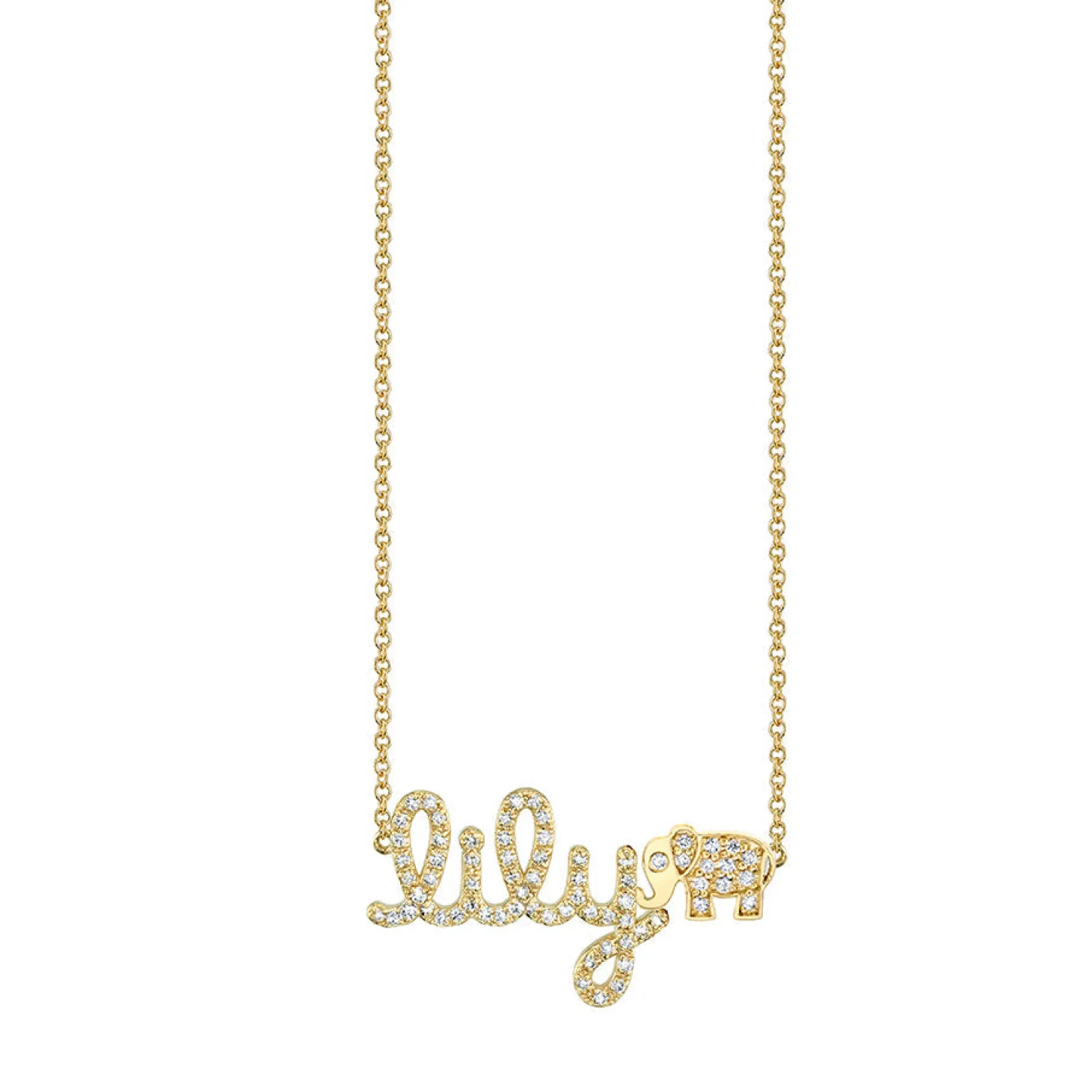Gold & Diamond Small Custom Script Heart Icon Necklace