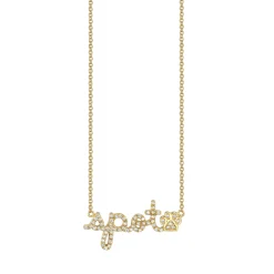 Gold & Diamond Small Custom Script Heart Icon Necklace