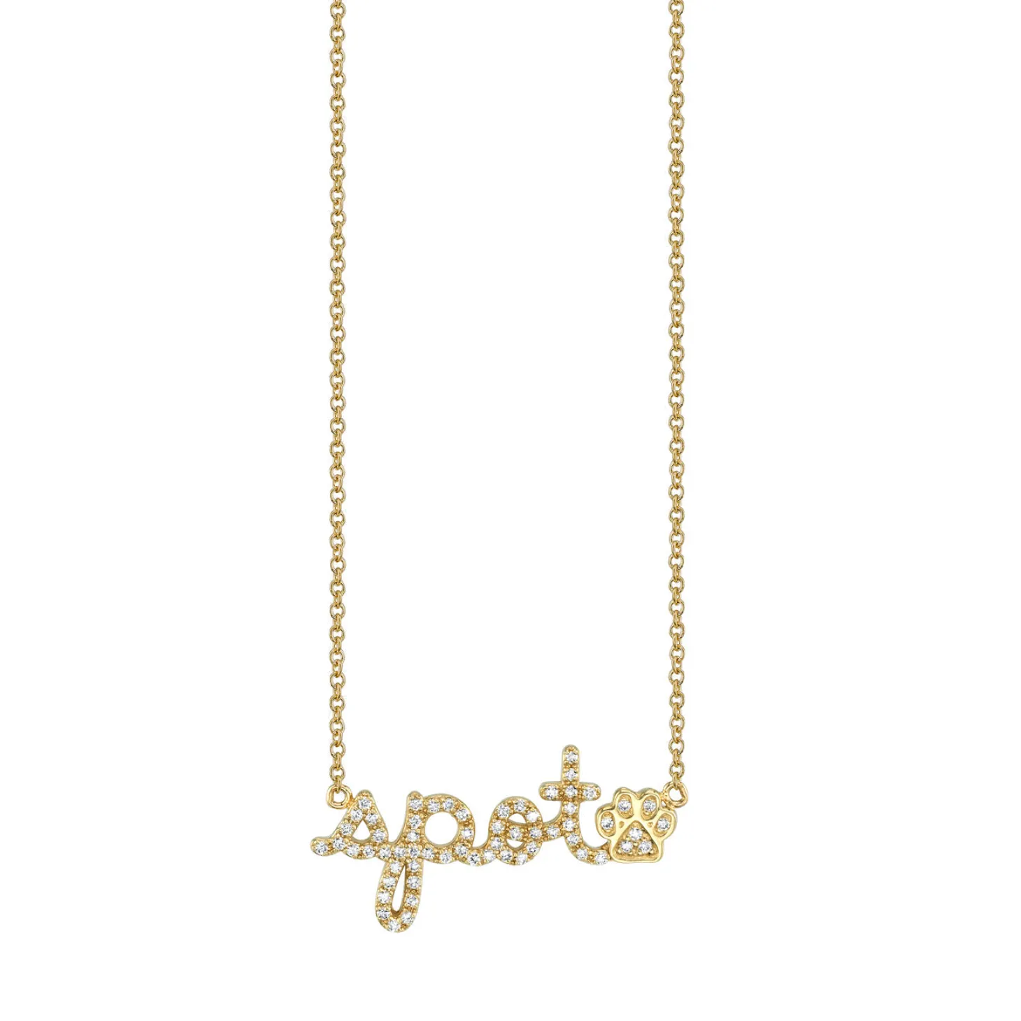 Gold & Diamond Small Custom Script Heart Icon Necklace